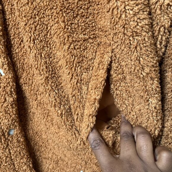 Blank NYC Women Teddy Sherpa Jacket Medium Brown Cinnamon Stick Outdoor Cozy - Picture 5 of 10